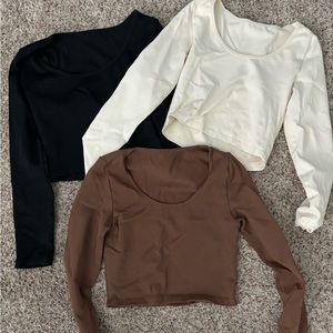 OQQ Crop Long Sleeve 3 Pack - Medium